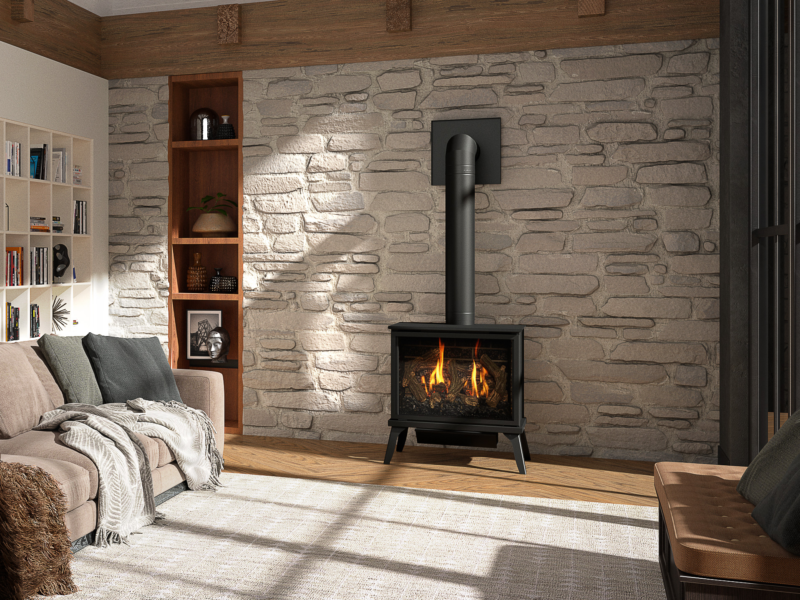 Lakefield XL Direct Vent Freestanding Gas Fireplace Stove Kozy Heat