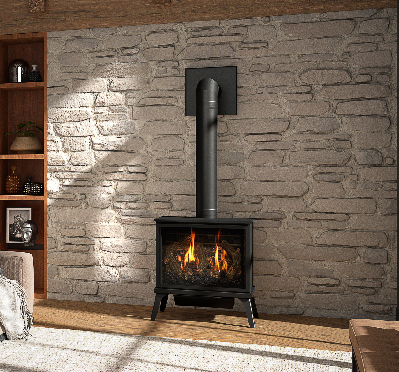 Lakefield XL Direct Vent Freestanding Gas Fireplace Stove | Kozy Heat